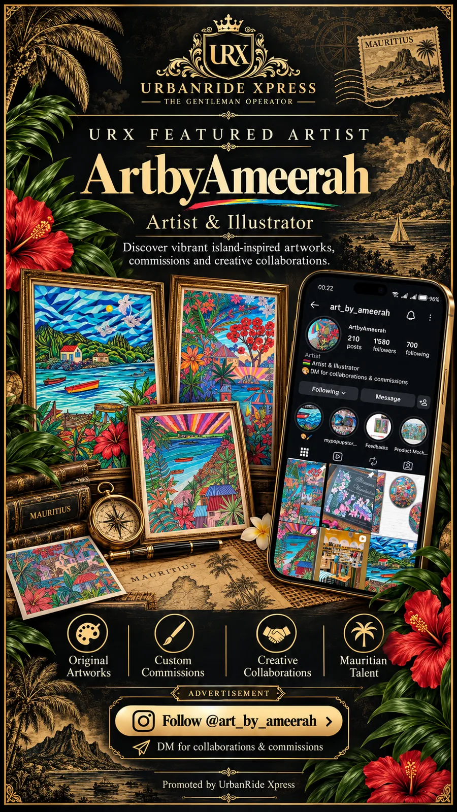 ArtbyAmeerah Instagram commission contact promotional poster